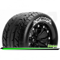 Louise RC - MT-ROCKET - 1-10 Monster Truck Tire Set - Mounted - Sport - Black 2.8 Wheels - 1/2-Offset - Hex 12mm - L-T3201SBH