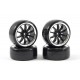 Fastrax 4 pneus 1/10th DRIFT montés/collée jantes noires ref FAST0092B