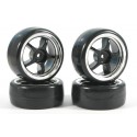 Fastrax 4 pneus 1/10th DRIFT montés/collée jantes noires ref FAST0094B